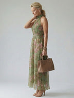 Mirelle | Gathered Halter Midi Dress